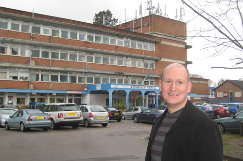 Julian Tisi infornt of Heatherwood Hospital in Ascot